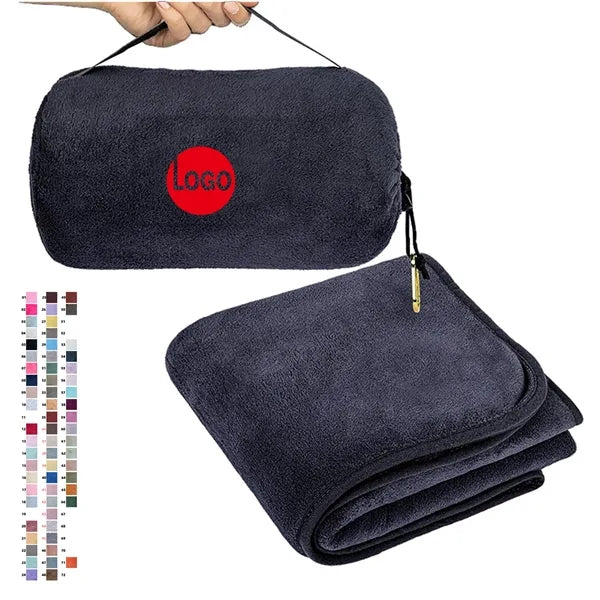 2 In 1 Rolled Flannel Travel Pillow Blanket