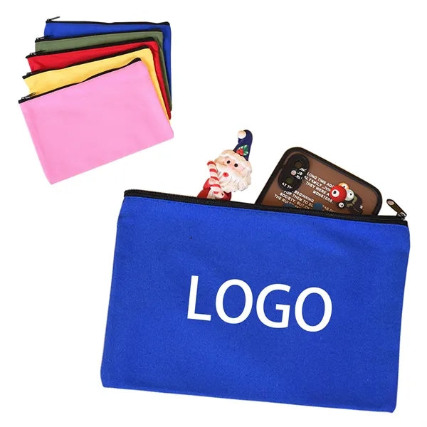 Canvas Zipper Pencil Case Handheld Storage Makeup Bag .