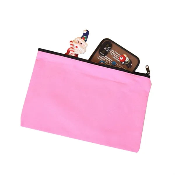 Canvas Zipper Pencil Case Handheld Storage Makeup Bag .