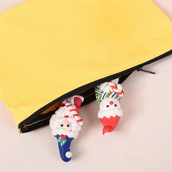 Canvas Zipper Pencil Case Handheld Storage Makeup Bag .