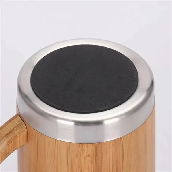 12OZ Stainless Steel Bamboo Shell Thermal Cup With Handle