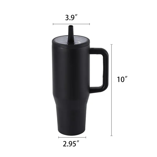 40oz Double Layer Car Cup With Leak Proof Foldable Straw Lid