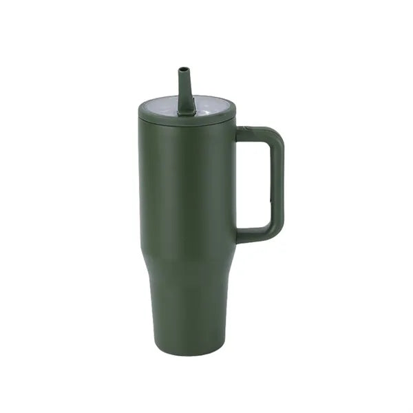 40oz Double Layer Car Cup With Leak Proof Foldable Straw Lid