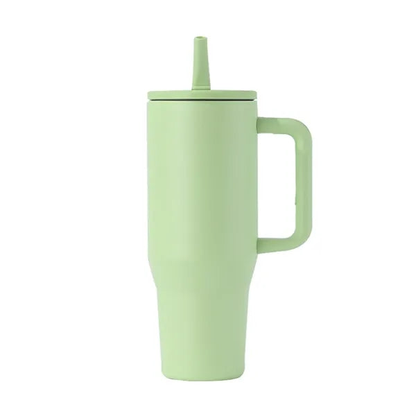 40oz Double Layer Car Cup With Leak Proof Foldable Straw Lid