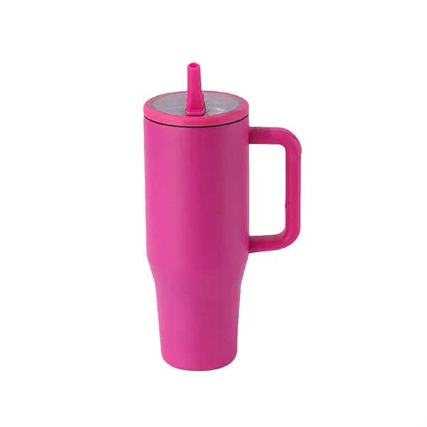 40oz Double Layer Car Cup With Leak Proof Foldable Straw Lid