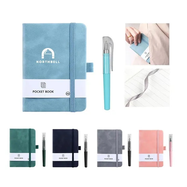 Stylish Pocket-Sized PU Notebook Journal Pen Included