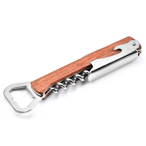Multifunctional Wooden Handle Corkscrew Wine Bottle Opener