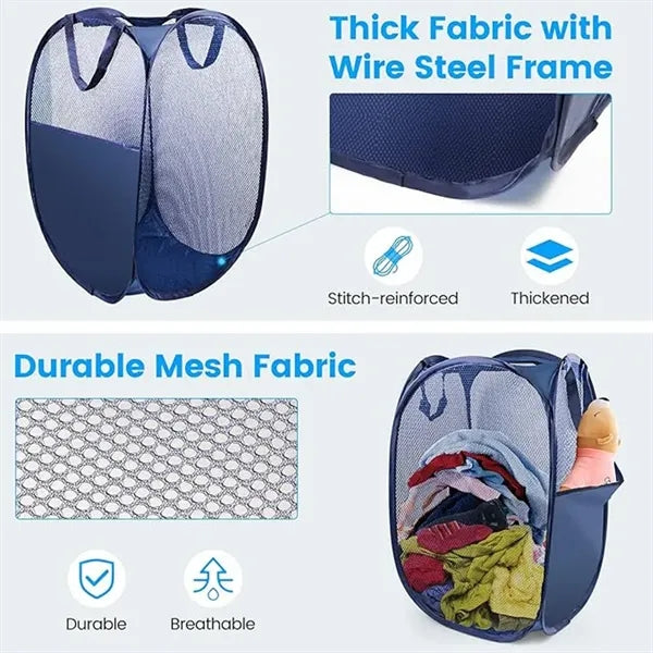 Pop Up Polyester Laundry Basket Folding Collapsible Hamper