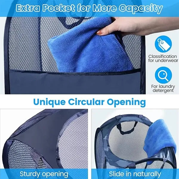 Pop Up Polyester Laundry Basket Folding Collapsible Hamper