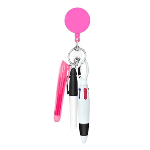 Mini Nurse Ballpoint Pen Badge Clip Highlighter Marker Set