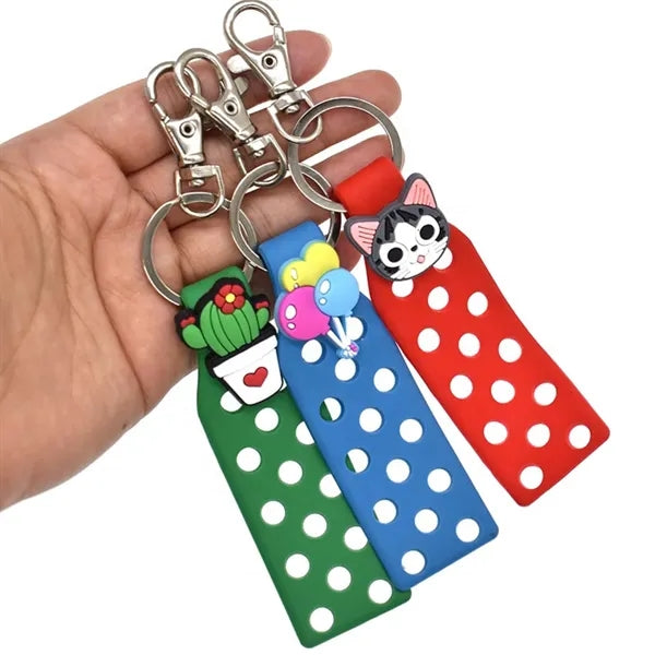 PVC Soft Rubber Keychains with Croc Decor
