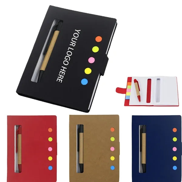 Sticky Notes Notebook with Pen Lined Notepad Set