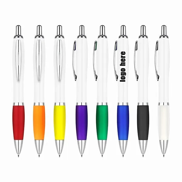 Ballpoint Pen With White Pole Plastic For Advertising Gifts