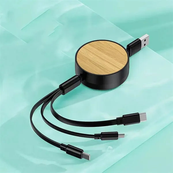 Bamboo 3 in 1 fast charging retractable data cable