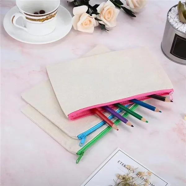 Canvas Diy Zipper Craft Stationery Makeup Storage Bag
