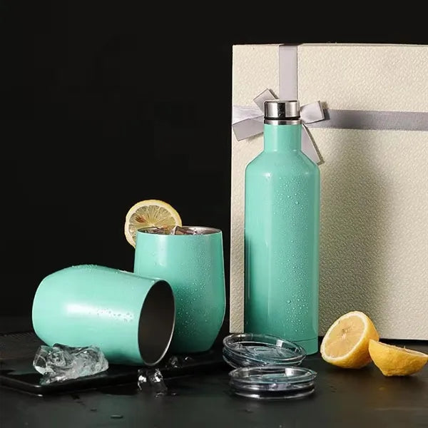 Set Double Wall Insulated Travel Thermos Mugs Gift