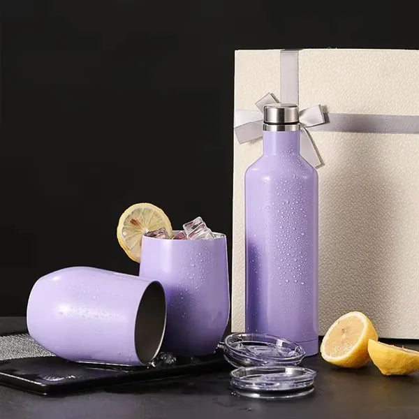 Set Double Wall Insulated Travel Thermos Mugs Gift