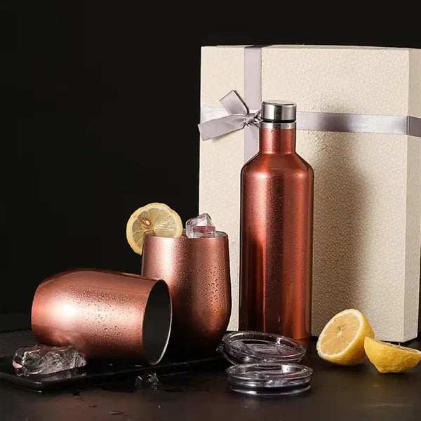 Set Double Wall Insulated Travel Thermos Mugs Gift