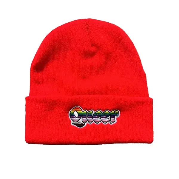 Knitted Beanie with Embroidery Patch