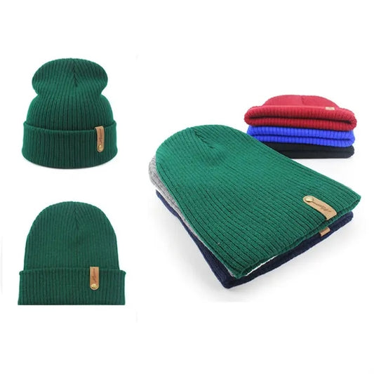 Knitted Beanie with PU Label