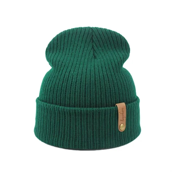 Knitted Beanie with PU Label