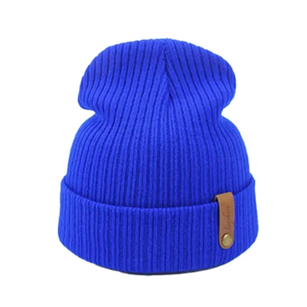 Knitted Beanie with PU Label