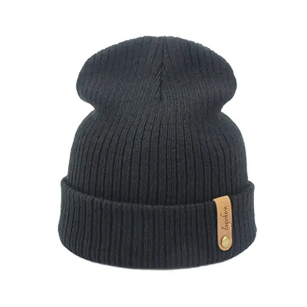 Knitted Beanie with PU Label