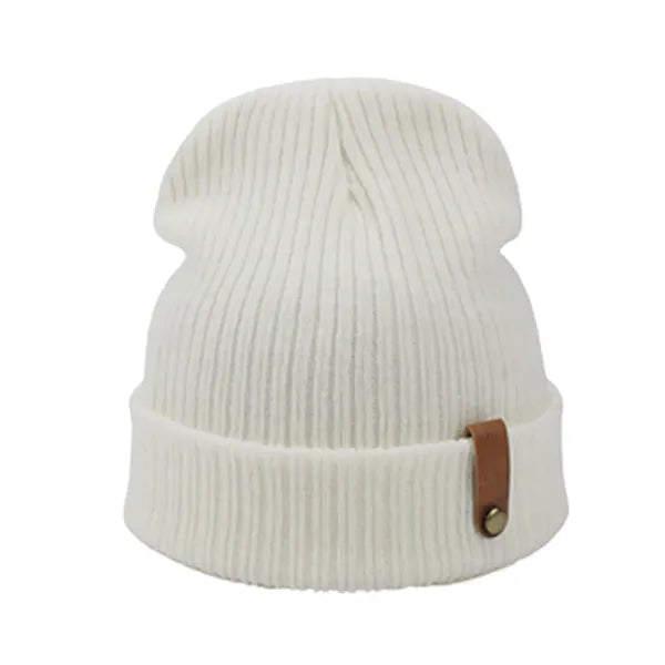 Knitted Beanie with PU Label