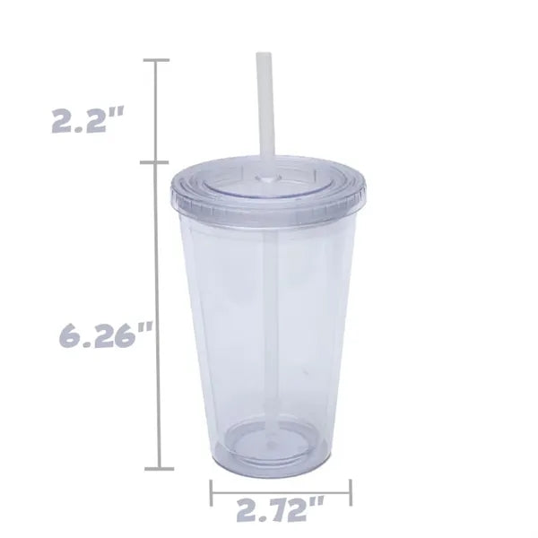 16OZ Classic Transparent Insulated Double Wall Tumbler Cup