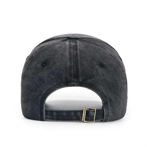 Distressed denim baseball cap