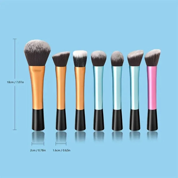 7 Pcs Metal Makeup Brush Set Beauty Cosmetics Tools Kit