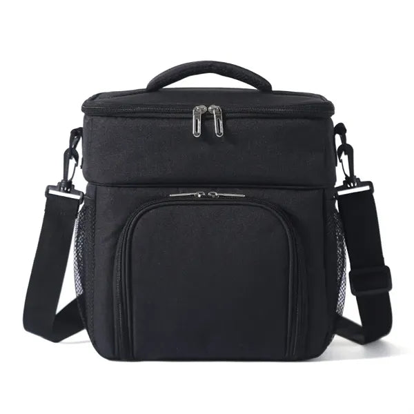14L Oxford Double Layer Insulated Lunch Cooler Bag W/Strap