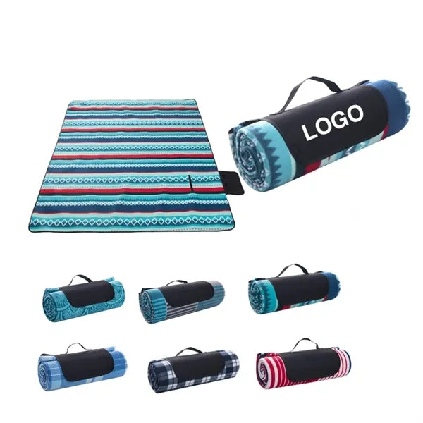 Waterproof Fleeced Picnic Stadium Roll Up Blanket 59"x78.7"
