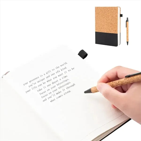 Eco Friendly Cork Gift Soft Wood Notebook Set with Pen
