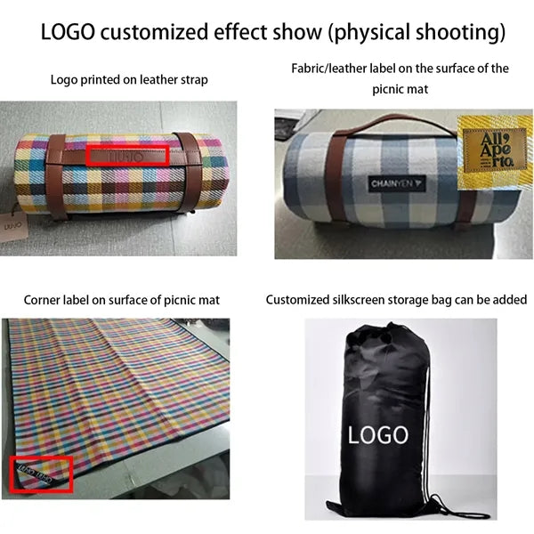 Thick Leather Strap Outdoor Picnic Camping Waterproof Mat