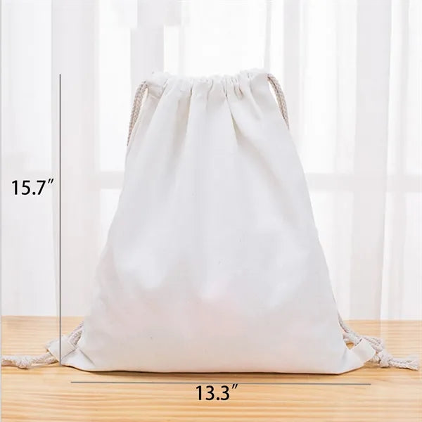 Blank Cotton Canvas Drawstring Bags Storage Backpack