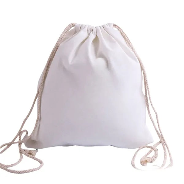 Blank Cotton Canvas Drawstring Bags Storage Backpack