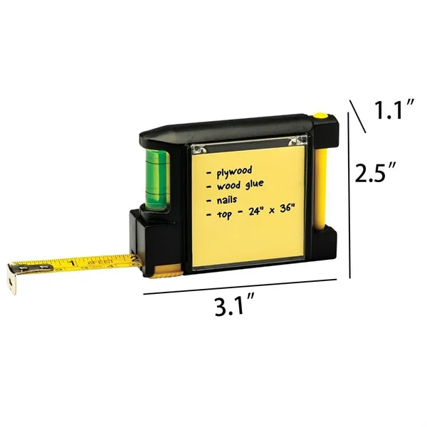Steel Tape Measure with Spirit Level Note Memo Pad And Pen