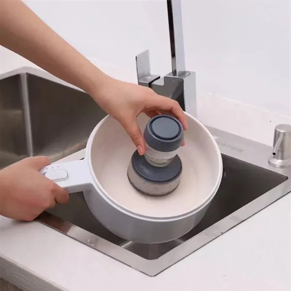 Kitchen Water Sprayed Cleaning Scrub Brush Press Out