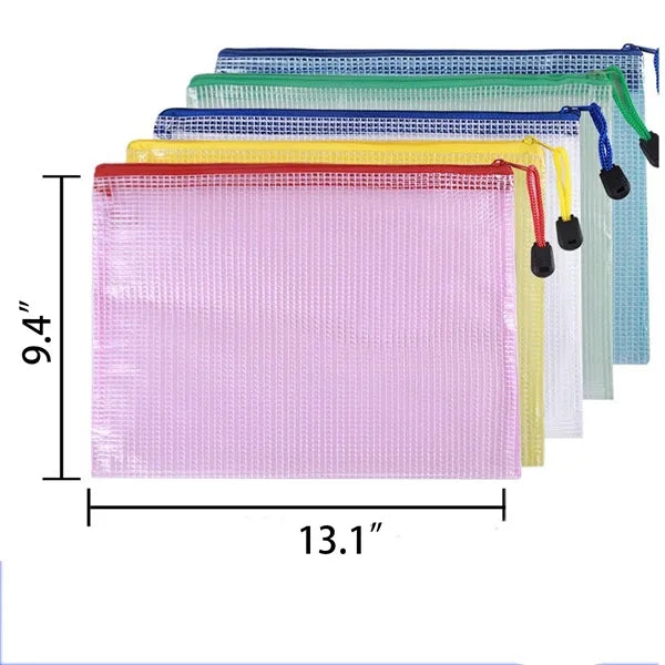 Waterproof Transparent Mesh Zipper Data Storage Bag
