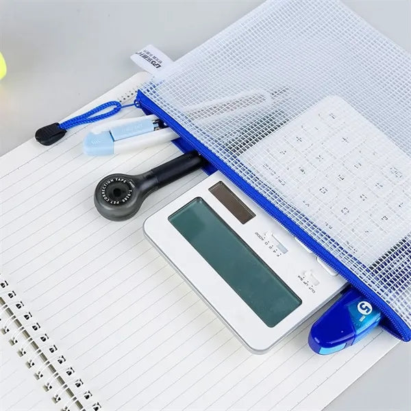 Waterproof Transparent Mesh Zipper Data Storage Bag