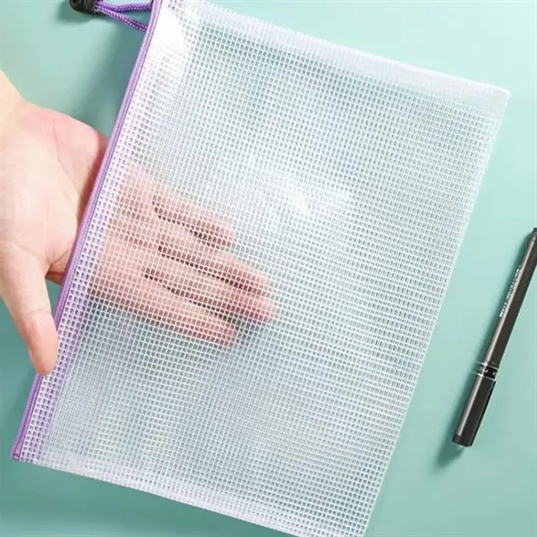 Waterproof Transparent Mesh Zipper Data Storage Bag