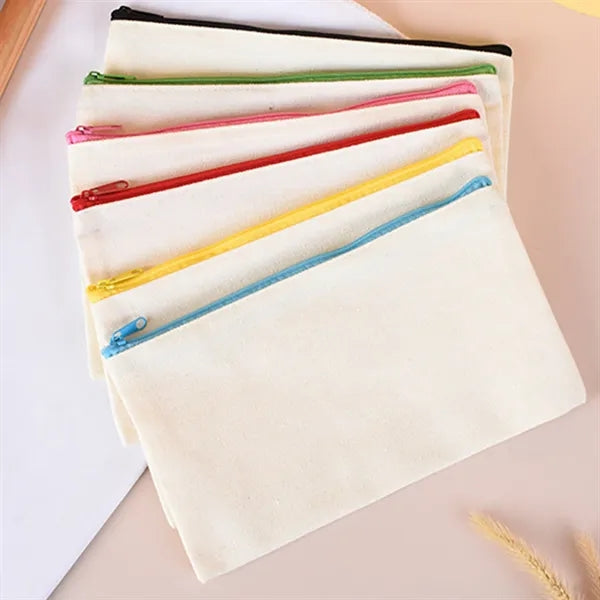 Blank Canvas Cosmetic Zipper Bag Pencil Case