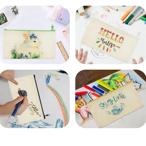 Blank Canvas Cosmetic Zipper Bag Pencil Case