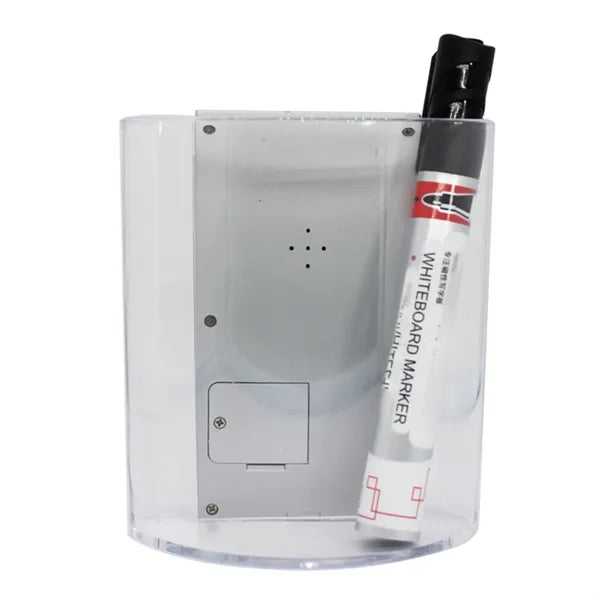 LCD Digital Alarm Clock Desk Calendar Pen Holder Organizer