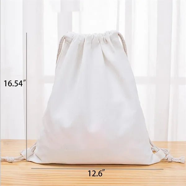 Blank Cotton Canvas Drawstring Bags Storage Backpack