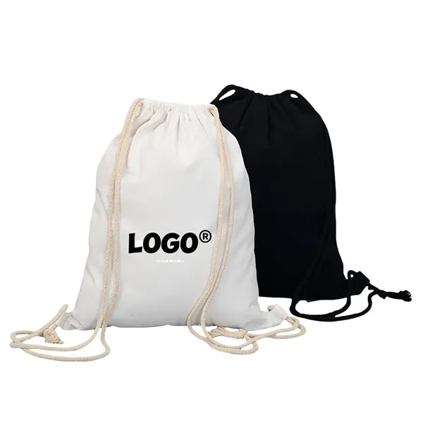 Blank Cotton Canvas Drawstring Bags Storage Backpack