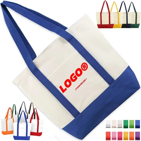 Cotton Tote Bag for Shopping Grocery Travel Zipper