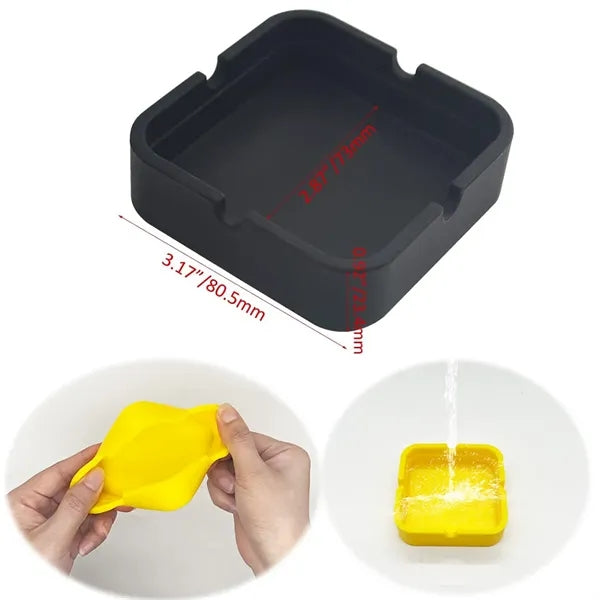 Unbreakable Silicone Insulated Square Ashtray