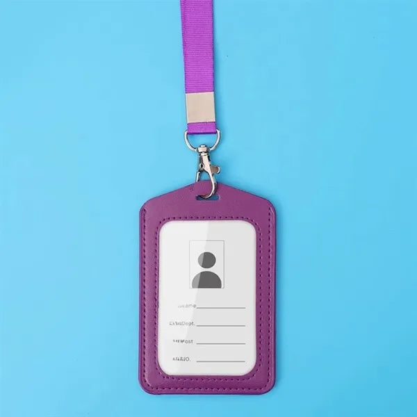 Color PU Leather Badge Holder Exhibition Card